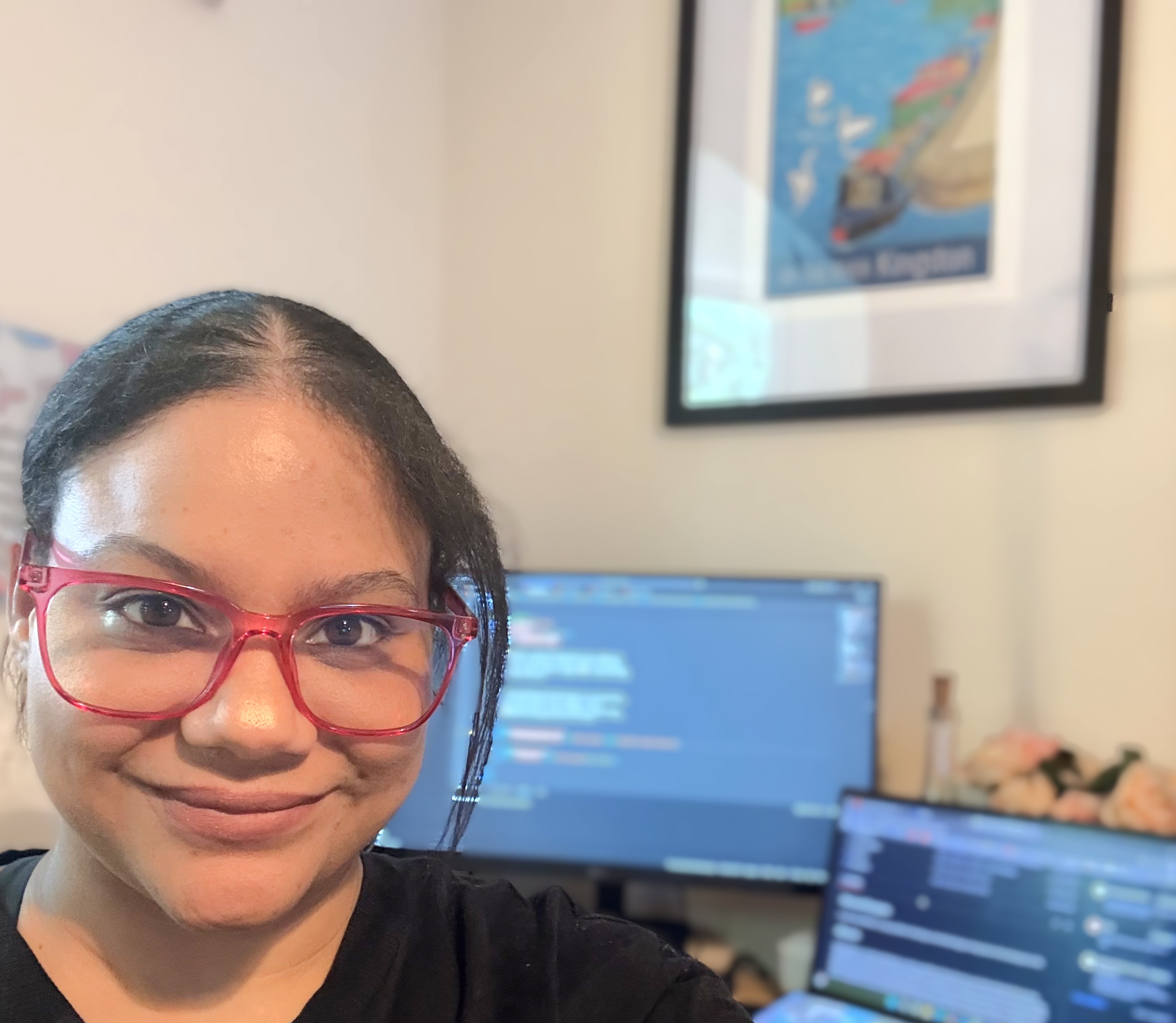 Monica working